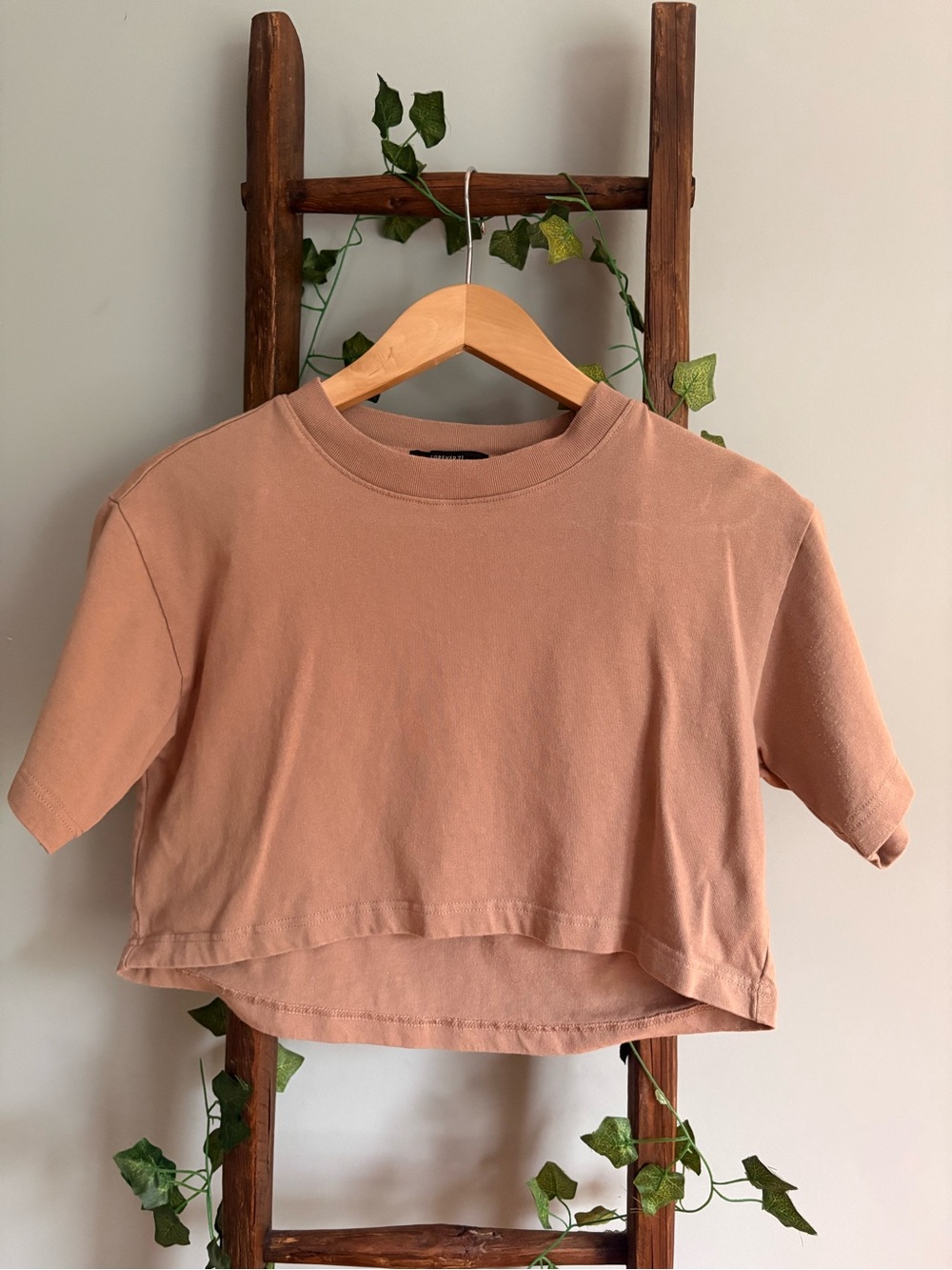 Forever 21 Cropped Tan Boxy Tee